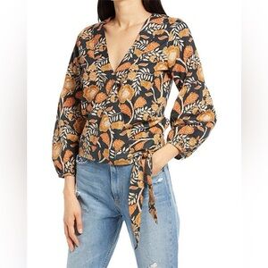 Faherty Women's Blue Seraphina Wrap Blouse